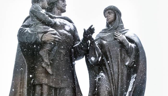 зима, памятник А Невскому