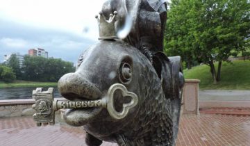 памятник, скульптура, рыбка