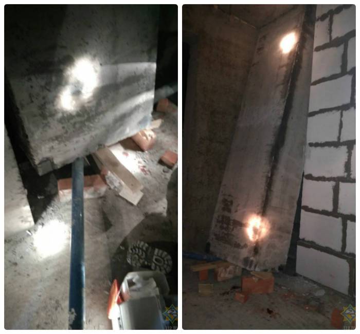 Сегодня ночью в Витебске спасатели деблокировали строителя из-под железобетонной конструкции