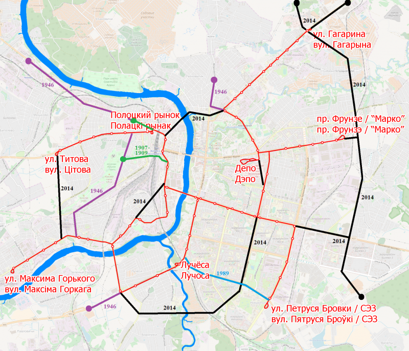 По каким улицам в Витебске должен был ходить трамвай. Но это так и осталось в планах