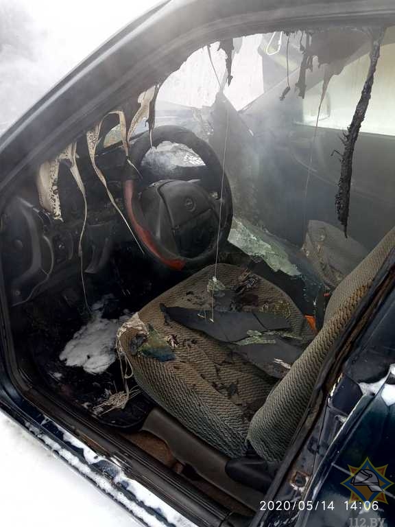 В Миорах сгорел автомобиль
